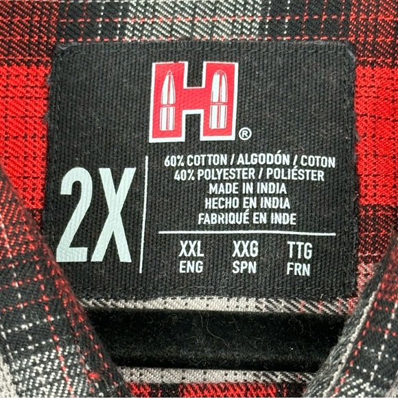 Hornady Men’s Red Plaid Flannel Rugged Hunting Outdoor Wear Shirt – Size XL - Picture 8 of 11